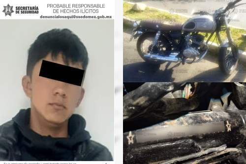 Detienen en Villa del Carbón, a probable "motorratón", viajaba en moto robada en Tlalnepantla